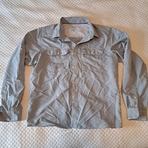 Mountain Hardwear Mens Size L Fishing Button Up Long Sleeve Blue Vented Shirt